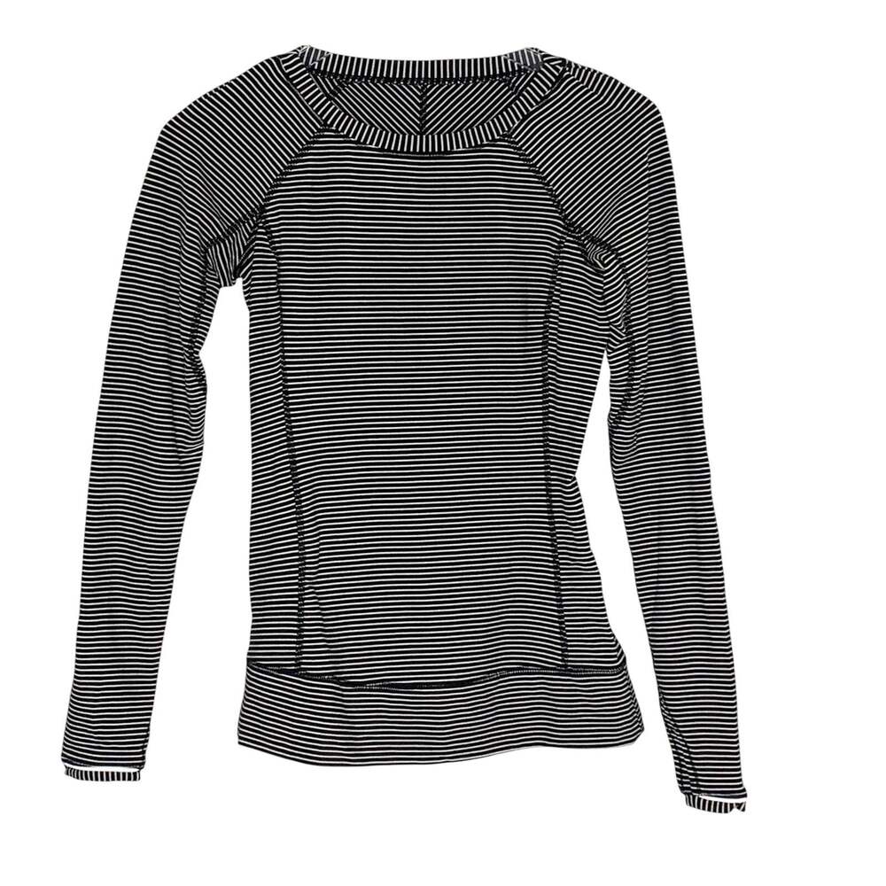 Lululemon Race Your Pace Long Sleeve Top 4 Black White Active Gym